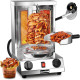 Shawarma Grill Machine - Gas Vertical Rotisserie with 2 Burners for Home, Countertop Rotating Doner Kebab Oven